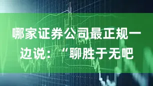 哪家证券公司最正规一边说：“聊胜于无吧
